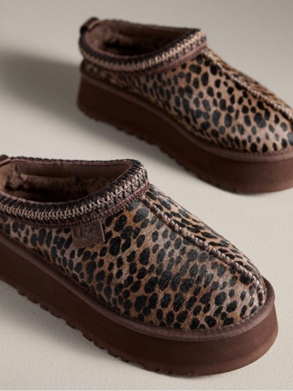 . UGG TAZZ Leopard Brown Caspian Platform Slipper Shoes - Picture 6 of 13